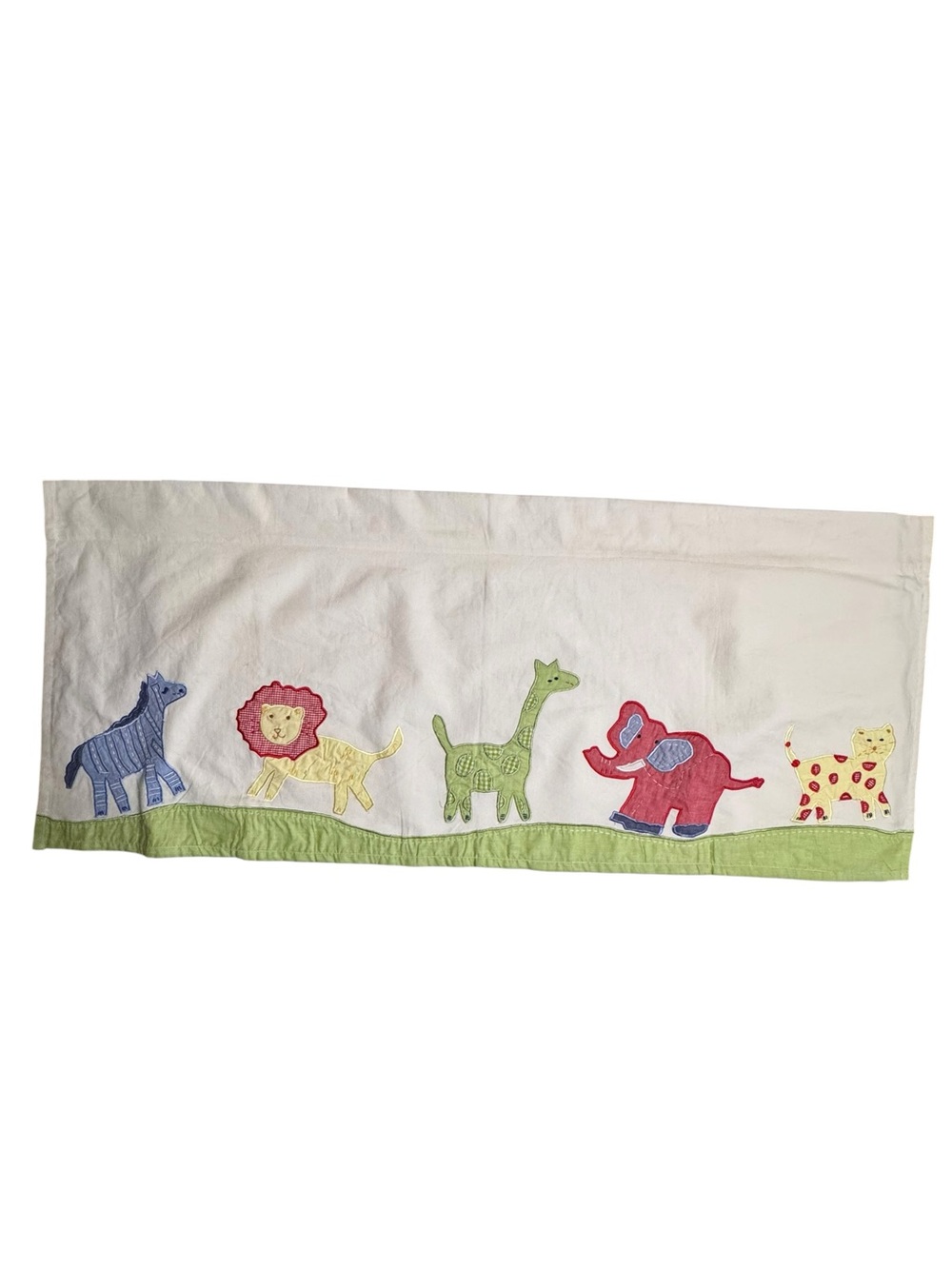 Pottery Barn Kids Valance Jungle Safari Zoo Animals 18in x 44in Green White